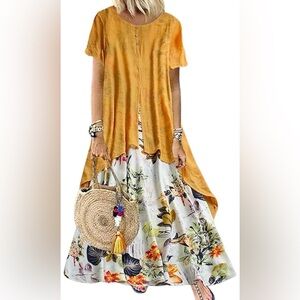 Floral Print Maxi Dress with Overlay